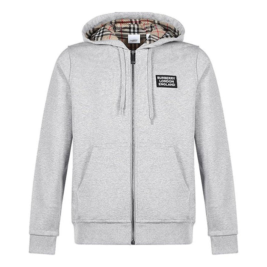Men's Burberry FW20 Hooded Zipper Jacket Light Grey 80262211