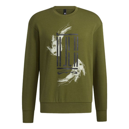 adidas Wj Swt Logo Printing Sports Round Neck Pullover Green GP0919