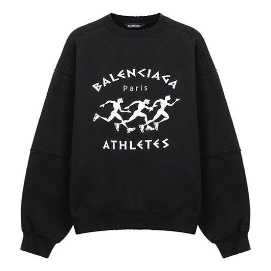 Men's Balenciaga SS21 Hole Large Round Neck Long Sleeves Black 641654TJVI71070