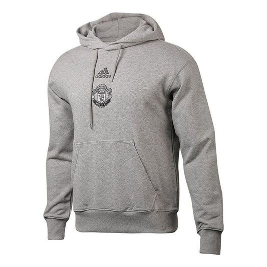 adidas 20-21 Season Manchester United Soccer/Football Training Athleisure Casual Sports hooded Pullover Gray FR3869