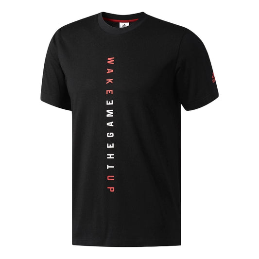 adidas Adi Slgn Tee Alphabet Printing Casual Round Neck Short Sleeve Black CV8506