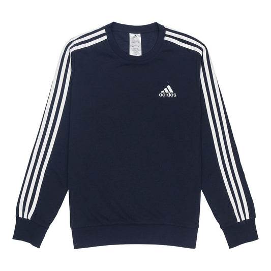 adidas Casual Sports Round Neck Stripe Pullover Dark Blue GK9079