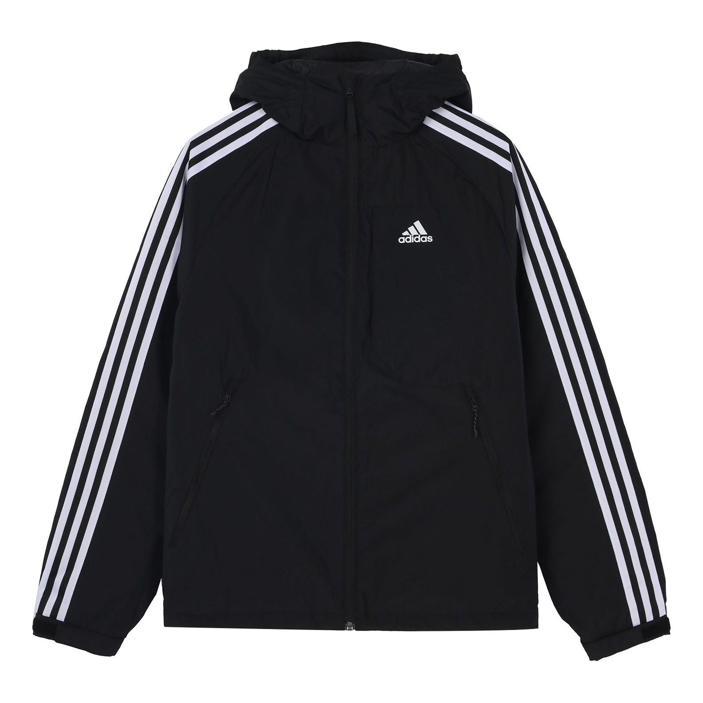 adidas 3st Down Jkt Logo Printing Side Stripe Sports Stay Warm hooded down Jacket Black H23080