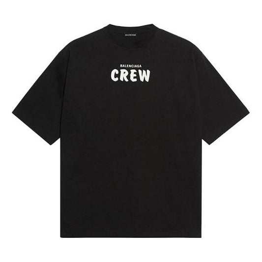 Balenciaga Crew Printing Loose Short Sleeve Black 620941TIV741070