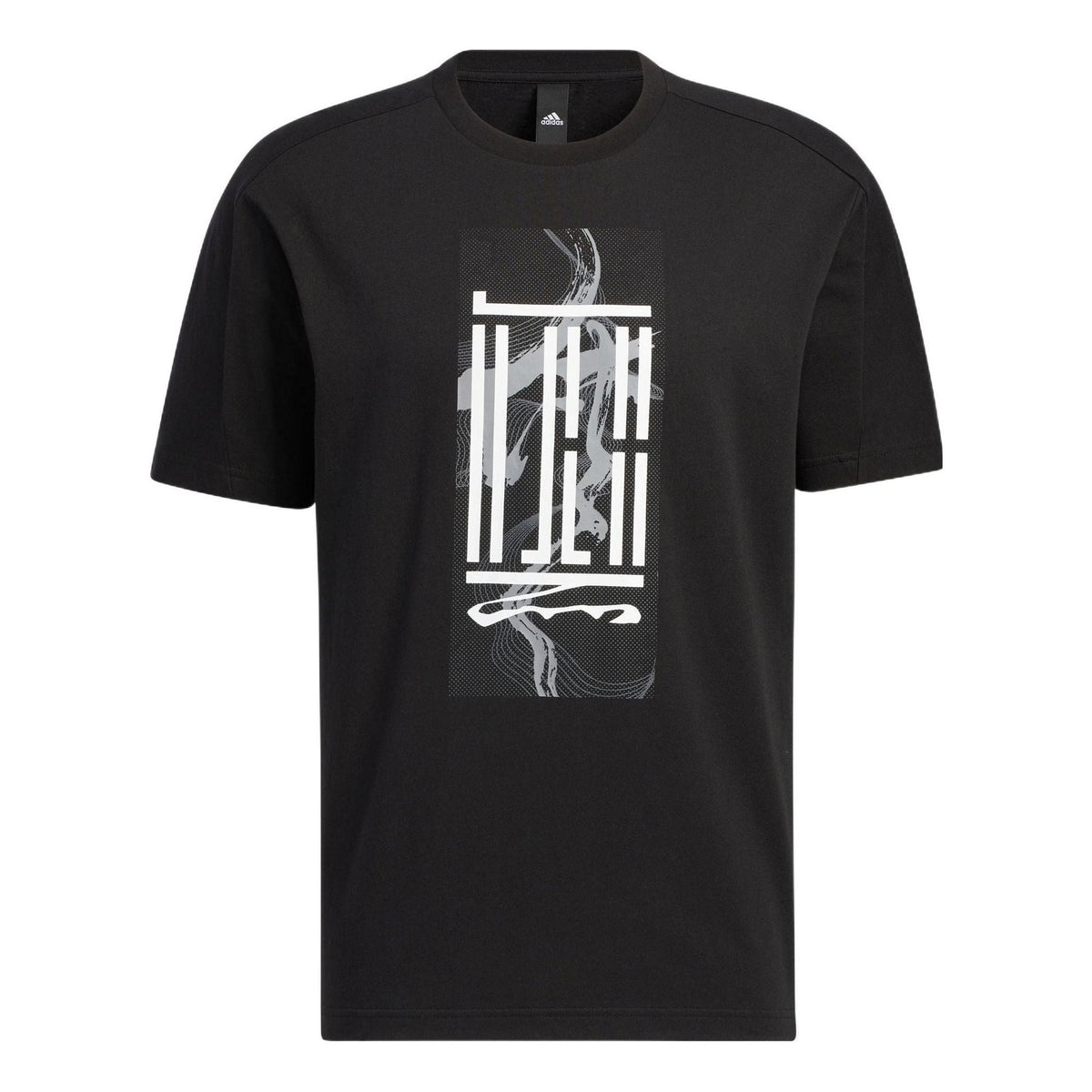 adidas WJ GFX LOGO Sports Round Neck Pullover Short Sleeve Black HI6858