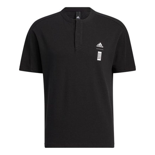 Men's adidas Solid Color Brand logo Printing Round Neck Short Sleeve Black T-Shirt HE5172