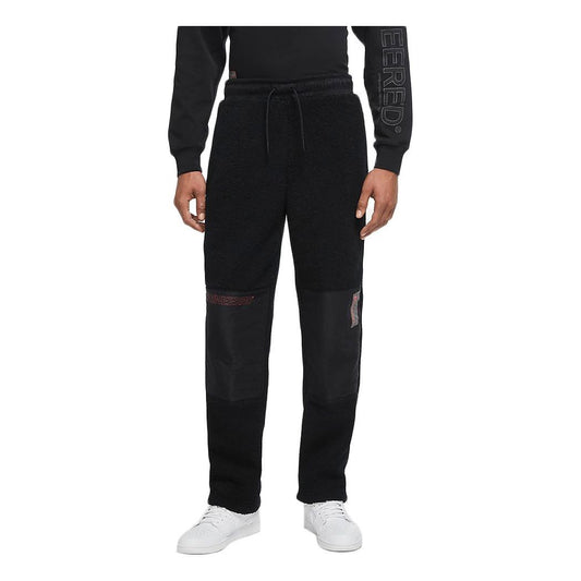 Air Jordan 23 Drawstring polar fleece Splicing Casual Sports Long Pants Black CV1099-010