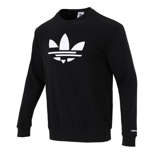 Men's adidas originals Logo Printing Sports Round Neck Pullover Black H37731