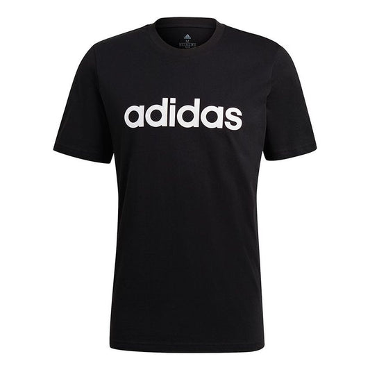 adidas M Lin Sj T Training Sports Printing Logo Round Neck Short Sleeve Black GL0057