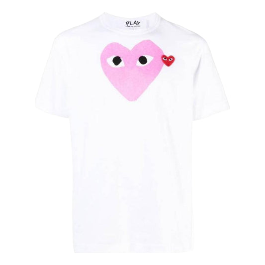 COMME des GARCONS PLAY SS25 Printed Heart with Red Emblem Pink T-Shirt 'White' AX-T106-051-4