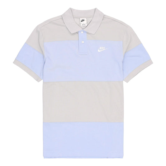 Men's Nike Sportswear Sport Essential Logo Colorblock Casual Short Sleeve Light Sea Blue Polo Shirt DM6951-097