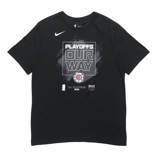 Nike NBA Los Angeles Clippers Logo Alphabet Printing Basketball Sports Short Sleeve Black DQ8987-010