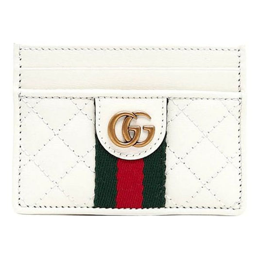 (WMNS) Gucci Cowhide Card Package White/Red/Green 536454-0YKBT-9179