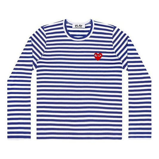 COMME des GARCONS PLAY Striped Big Heart Long-Sleeve T-Shirt 'Blue/White' AZ-T164-051-2