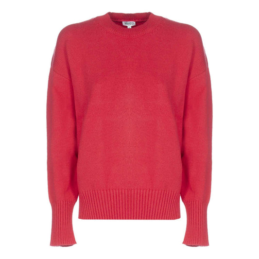 KENZO Solid Color Round Neck Pullover Long Sleeves Wool Sweater Red F962TO496814-27