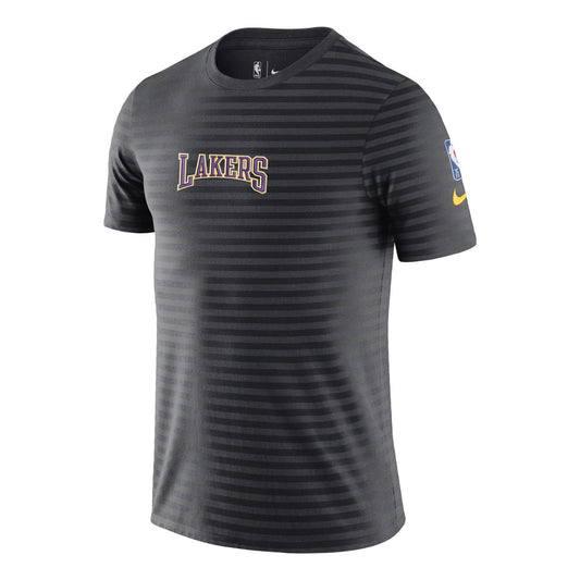 Men's Nike Stripe Alphabet Printing Round Neck Pullover Short Sleeve Brooklyn Nets Black T-Shirt DA5872-060