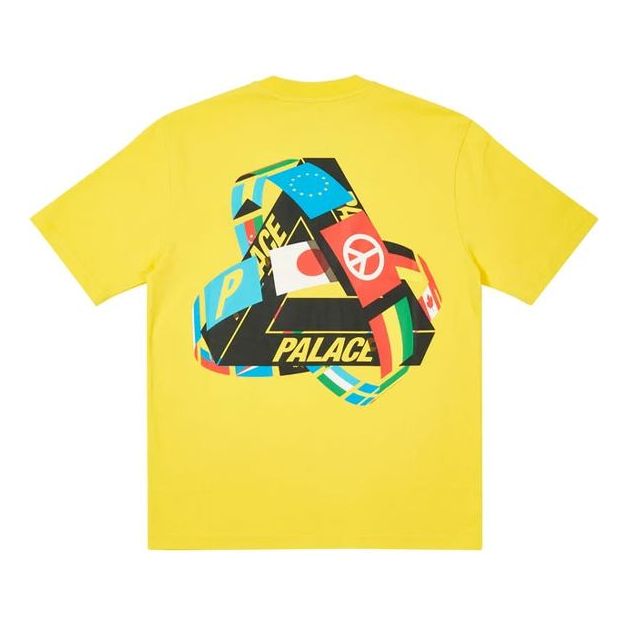 PALACE National Flag Triangle Print Short Sleeve Pattern Printing Yellow T-Shirt P20TS092