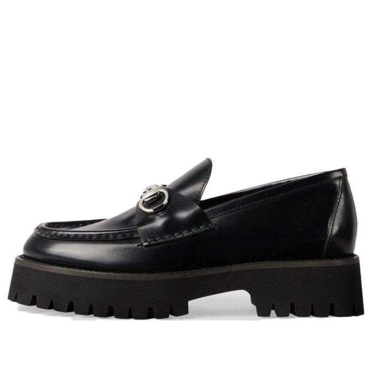 (WMNS) Gucci Rubber lug sole loafer with Horsebit 'Black Leather' 764211-DS800-1000
