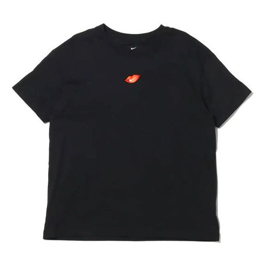 (WMNS) Nike Sportswear Casual Sports Round Neck Flaming Lips Short Sleeve Black T-Shirt DB9819-010