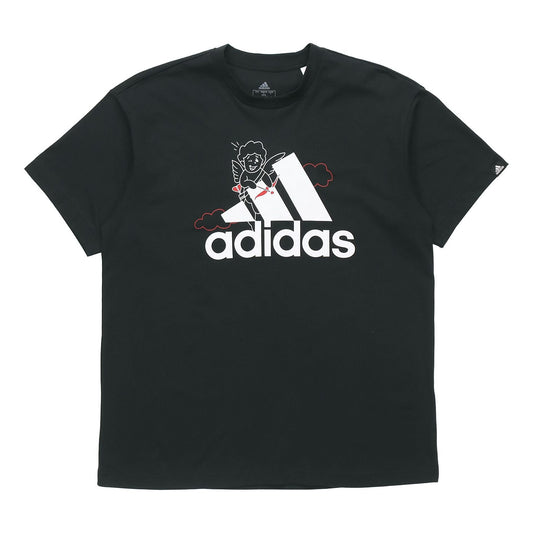 adidas U Vday T Athleisure Casual Sports Printing Pattern Short Sleeve Couple Style Black GV2911