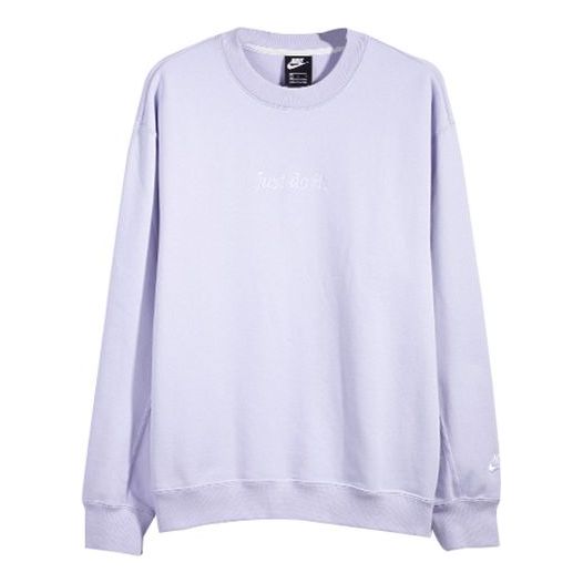 Nike Crw Flc Hwywt Just Do It Embroidered Small Label Round Neck Purple Lavender CD0415-539