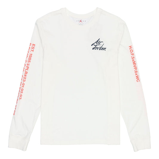 Air Jordan Embroidered Alphabet Printing Casual Sports Round Neck Long Sleeves White DC6647-100