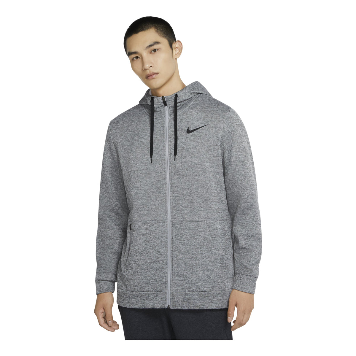 Men's Nike Therma Casual Sports Cardigan Training Fleece Lined Hooded Jacket Gray CU6232-063