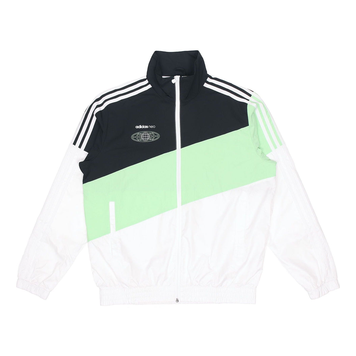 adidas neo Colorblock Zipper Stand Collar Sports Jacket Black Green Colorblock GL7177
