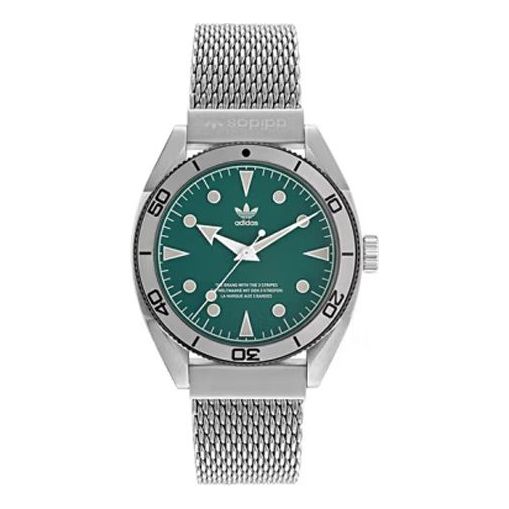 adidas Unisex Silver Tone Mesh Band Watch 'Green Silver' AOFH220052I