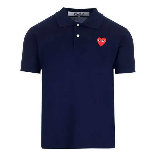 COMME des GARCONS PLAY SS25 Red Emblem Polo Shirt 'Navy' AX-T006-051-2
