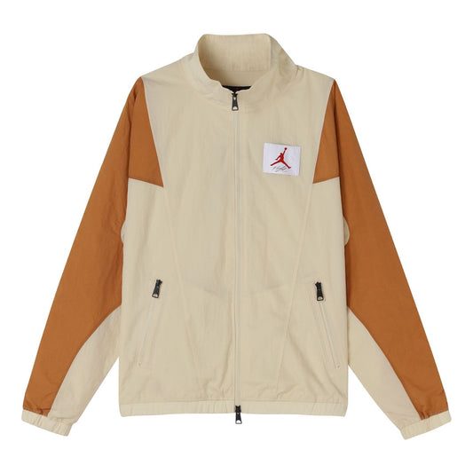 Air Jordan Flight Stitched Casual Sports Collar Jacket For Men Wheat CV3151-275