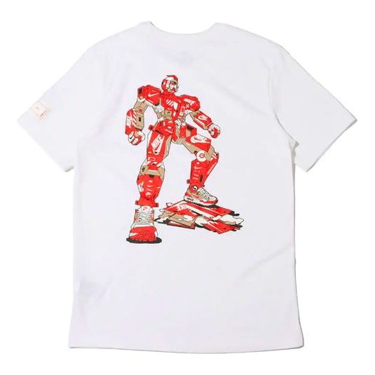 Men's Nike Sportswear Transformers Printing Sports Round Neck Short Sleeve White T-Shirt DJ1398-100