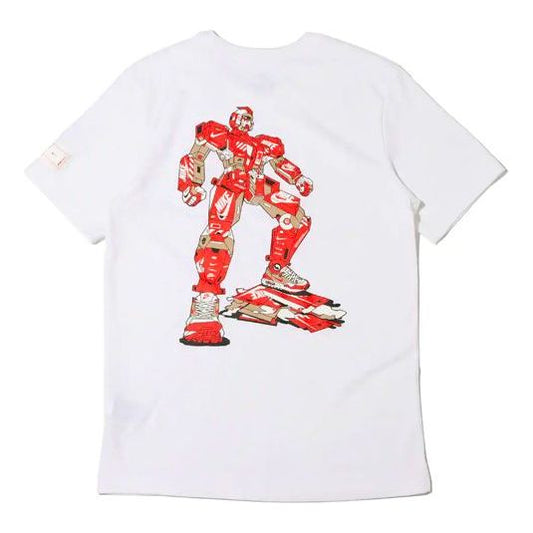Men's Nike Sportswear Transformers Printing Sports Round Neck Short Sleeve White T-Shirt DJ1398-100