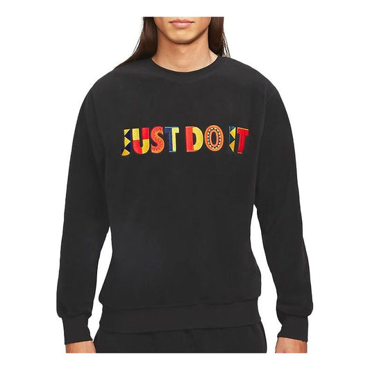 Nike Round Neck Multi-Color Embroidered logo Pullover Black CW1679-010