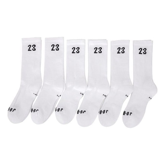 Air Jordan Solid Color Numeric Athleisure Casual Sports Socks Couple Style 6 White DH4287-100