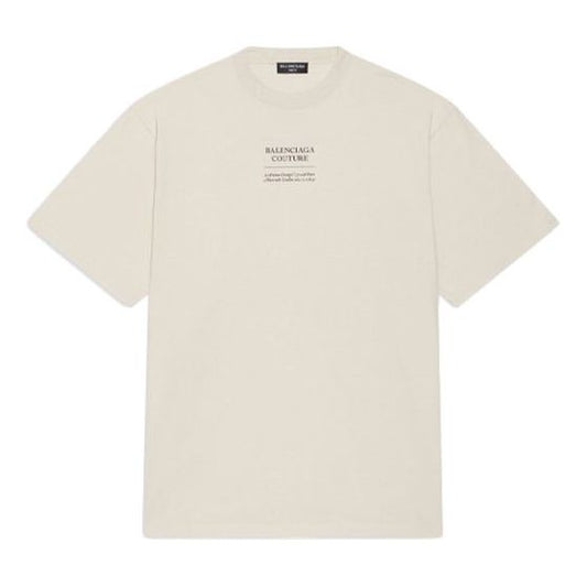 Men's Balenciaga FW21 Alphabet Printing Short Sleeve Beige 651795TJV909054