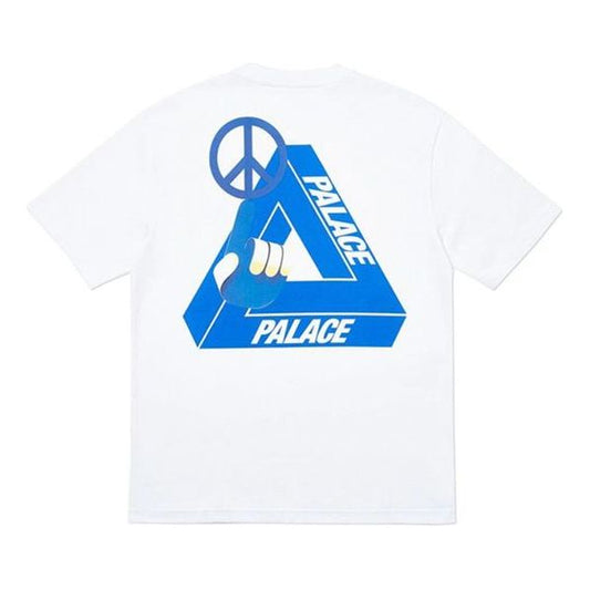 Men's PALACE SS20 Tri-Smiler T-Shirt Back Triangle Logo Printing Round Neck Short Sleeve White P18TS100