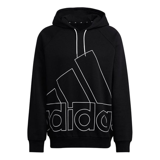 Men's adidas Big Lo Hd Fl Logo Printing Pullover Sports Black HB5089