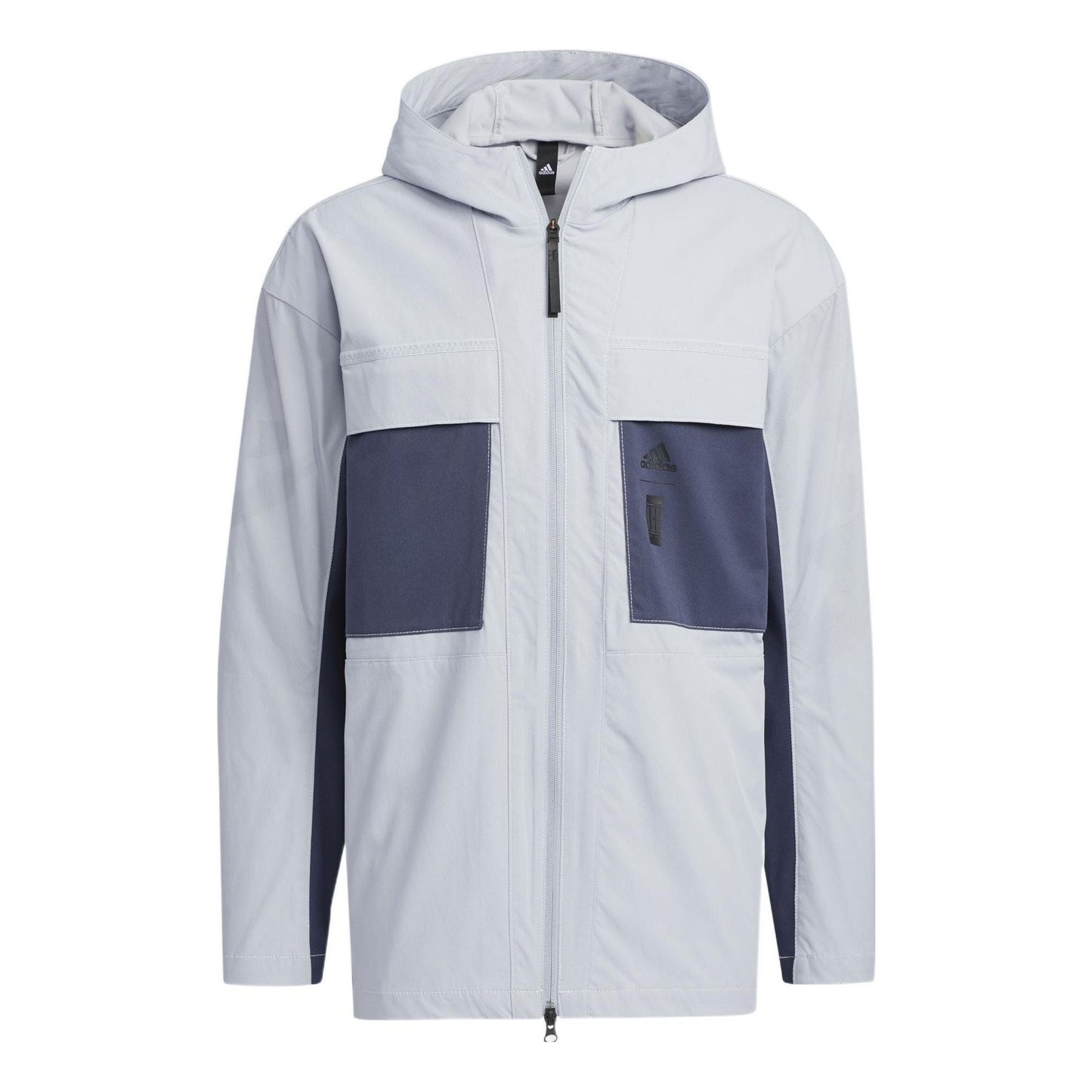 Men's adidas Solid Color Hooded Zipper Jacket Deep Navy Blue HE5134