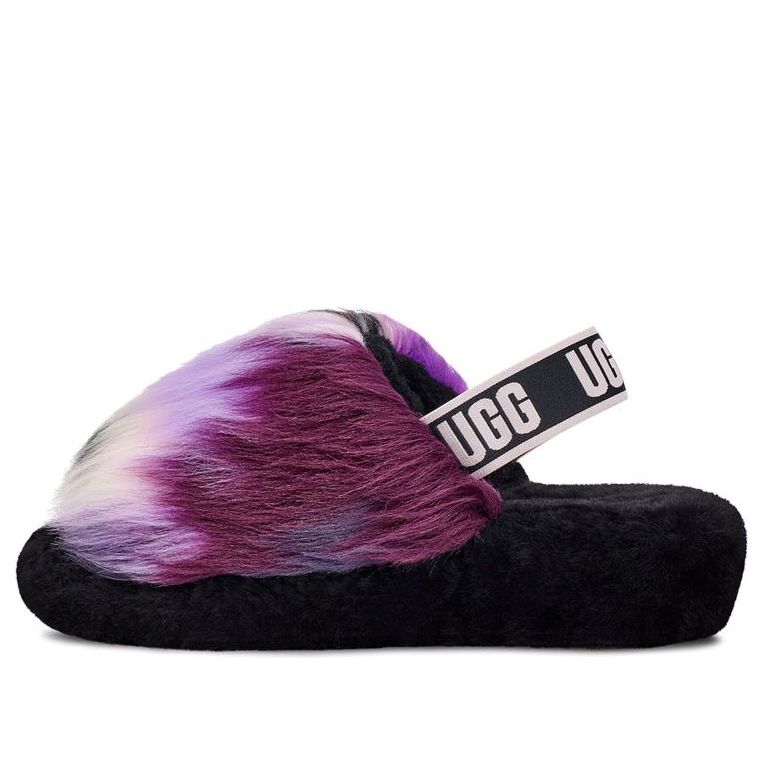 (WMNS) UGG Fluff Yeah Slide Tie Dye 'Black White Purple' 1117326-MGNL
