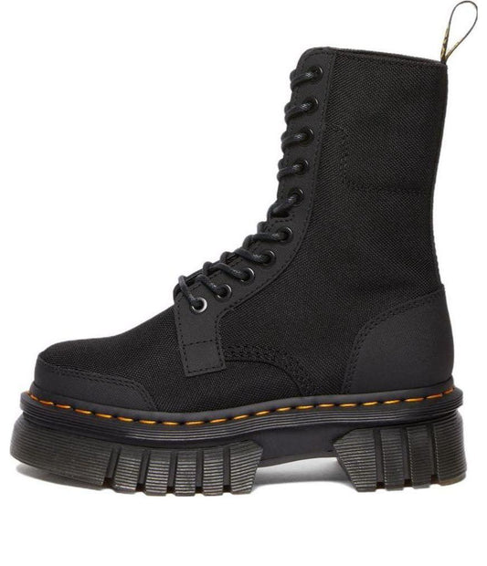 (WMNS) Dr. Martens Audrick 10-eye Synthetic Leather Platform Boots 'Black' 30680001
