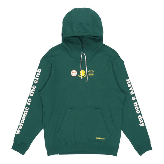 Men's adidas neo x SMILEY Crossover Alphabet Printing Sports Pullover Green H45519