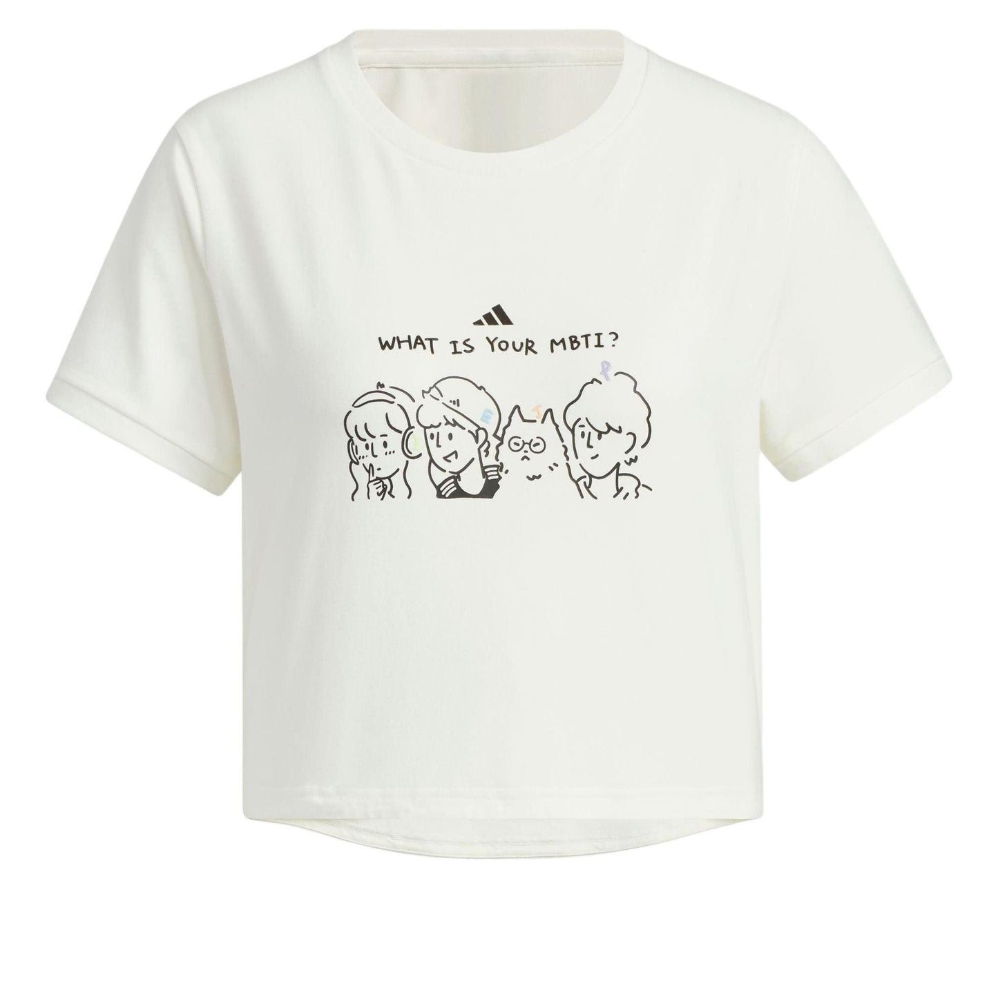 (WMNS) adidas Graphic Crop T-Shirt Asia Sizing 'White Black' JN6663