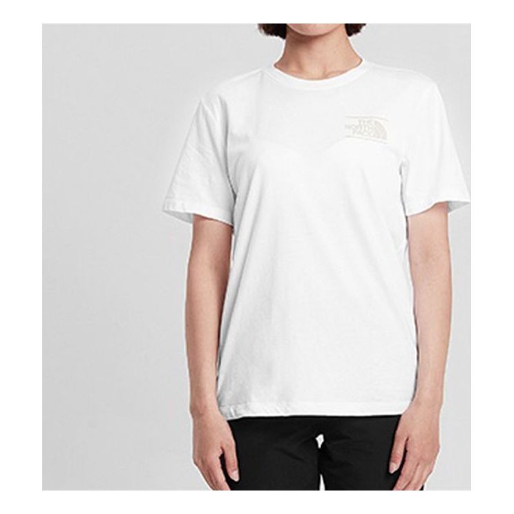 THE NORTH FACE Classic Logo Printing Solid Color Short Sleeve Couple Style White 4NFO-FN4