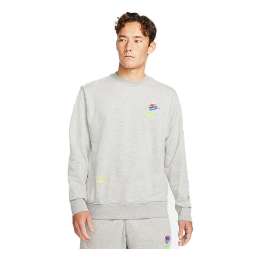 Men's Nike Contrasting Colors Logo Round Neck Pullover Autumn Gray DJ6915-063
