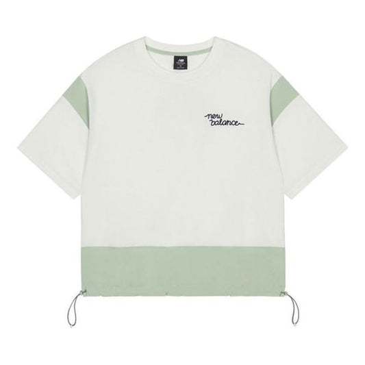 (WMNS) New Balance Colorblock Loose Round Neck Pullover Short Sleeve White AWT13300-IV