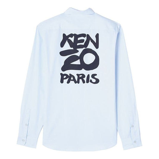 Men's KENZO Printing Logo Long Sleeves Shirt Light Blue FA55CH2151FA-63