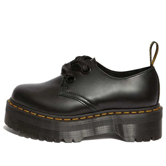 (WMNS) Dr. Martens Holly Leather Platform Shoes 'Black Buttero' 25234001