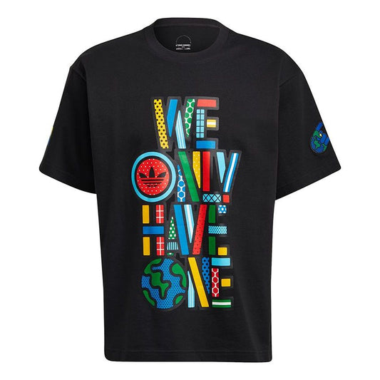 adidas originals Artist Tee Ss Colours Letter Printing Causual Sports Male Black HA4692
