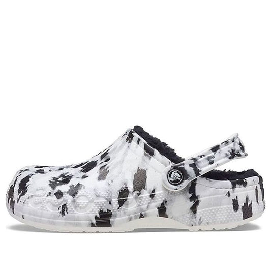 Crocs Baya Lined Clog Fleece Lined Unisex White Gray Slippers 'White Grey' 205975-10M